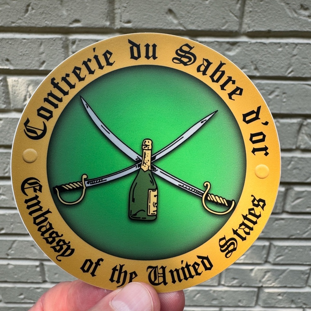 Confrérie du Sabre d’Or Vinyl Sticker | Champagne Sabrage | Wine Society